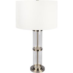 Echo Brushed Nickel Table Lamp with On/Off Switch Clear Glass Body  Metal Base