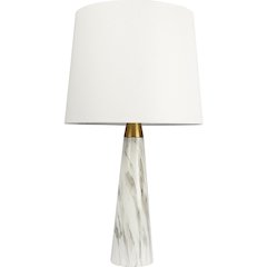 Enclave Hydro Black Table Lamp with On/Off Switch Faux Marble Base Fabric Shade