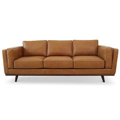 Chase Mid Century Modern Genuine Leather Sofa