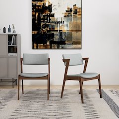 Edwin Light Gray Fabric Dining Chair (Set Of 2)