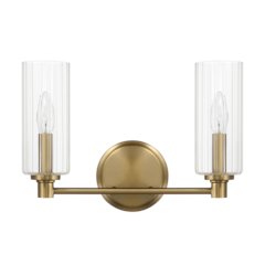 Regal Double Light Vanity With Clear Ribbed Glass - Satin Brass