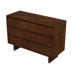 Dubrovnik Mid Century Modern Walnut Dresser With 6 Drawers