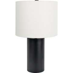 Aura Black Table Lamp with On/Off Switch Black Block Base