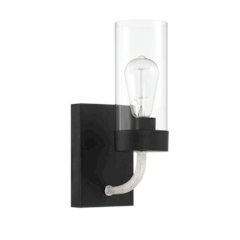 Zephyr Single Light Sconce With Clear Glass Metal Black Finish