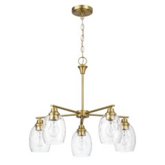 Elegance Five Lights Linear Arms with Golden Brass Finish Chain Chandelier