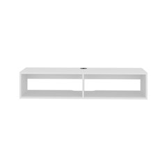 Arctic Floating White TV Stand with Open Shelves for Storage, Modern Design