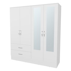 Hilda Wardrobe Multistorage with Two Mirrors, White