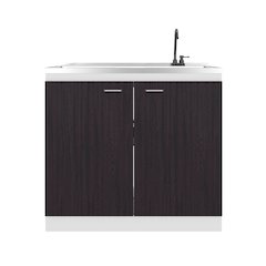 Extremo Kitchen Storage Cabinet with 2 Doors and 3 Shelves, WHITE AND WENGUE