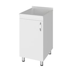 Slee Compact Utility Sink Cabinet with Storage and Metal Legs for Laundry Room
