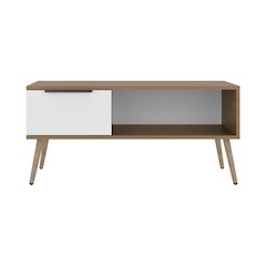 Scandinavian Style Coffee Table with Storage Drawer and Open Shelf,White