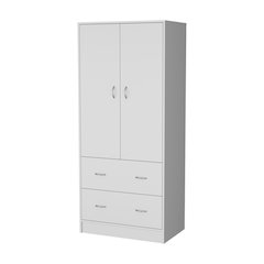Wenden Wardobre with 2 drawers, 2 doors, ample storage and hanging rod,white