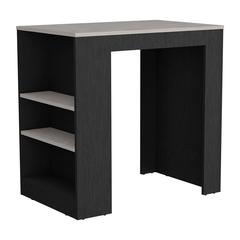 Harlan Kitchen Island, Counter Height Table Top with 3-Side Shelf