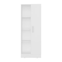 Kitchen Pantry Cabinet with 3 Closed and 3 Open Compartments for Storage, White