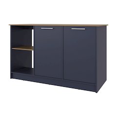 Demon Kitchen Island with Storage Cabinet and Open Shelves