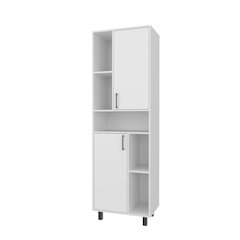 Buckshot Kitchen Pantry with Open Storage and 2 Doors,  White