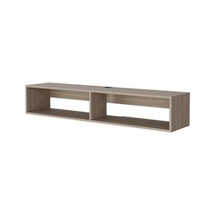 Central Floating media rack in melamine with two shelves,white oak