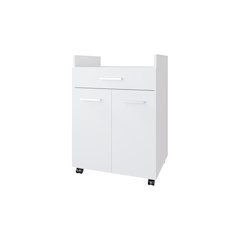 Burnside Kitchen Cart with 2 Doors and 1 Drawer, White