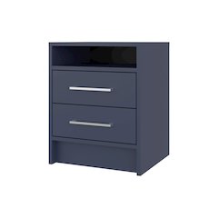 LEE JA Nightstand, 2 Drawers, Open Shelf, Modern Bedroom Storage, Kronos Blue
