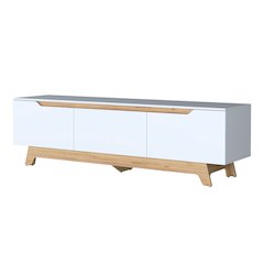 Lyman Entertainment Center with Two Doors, White and Natural Oak