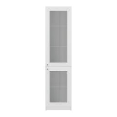 Modern Storage Cabinet with 5 Shelves and Glass Front, Minimalist Design, White