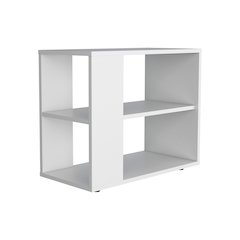 Rio Verde Side Table in Melamine with Open Storage, White