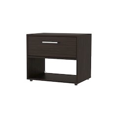 Round Rock Nightstand with a Drawer, Stained Walnut