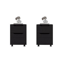 Hampton Set of 2 Nightstands, Small Minimalist, Storage with Drawers, White