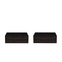 Custer Floating Nightstands Set of 2 - Wall Mounted Bedside Tables, Gray Walnut