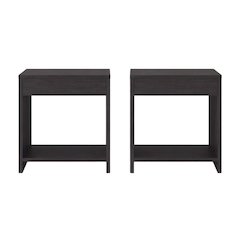 Tallinn Set of 2 Nightstands, Storage Drawer, Lower Shelf, Natural Oak and Gray