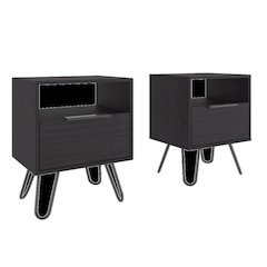 Seneca Set of 2 Modern Nightstands with 2 Drawers – Functional,Light Oak