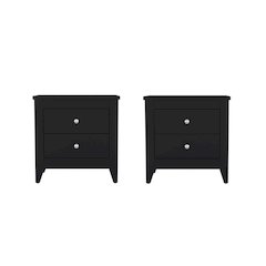 Arial Set of 2 Modern White Nightstands with 2 Drawers for Bedroom Storage