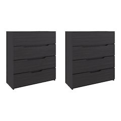 Arcadia Set of 2 Wenge and Natural Oak Dressers – Modern Bedroom Storage