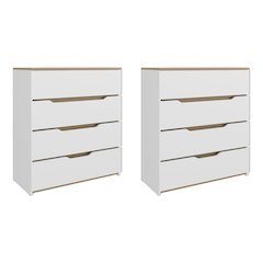 Anson Set of 2 White Dressers – Modern Bedroom Storage Furniture