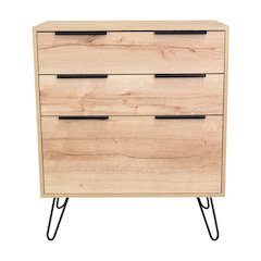 Sharon Set of 2 3-Drawer Modern Dressers with Metal Legs for Bedroom