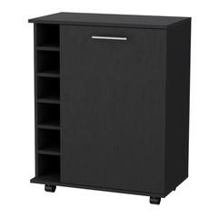 Rawlins Bar Cart with 6-Bottle Rack, Storage Cabine and Mobile Caster Wheels