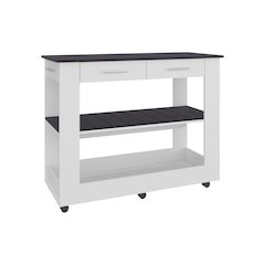 Kitchen island  with Open Storage and 3 Shelves, White