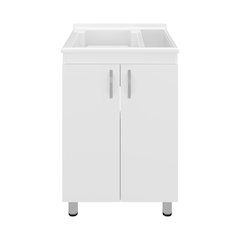 Utility Sink Cabinet with Dual Compartments and Storage, Modern Design