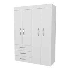 4-Door Wardrobe with Drawers and Shelves, Multistorage, Spacious Design, White"