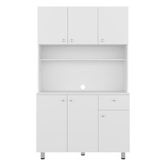 Dread Kitchen Storage Cabinet with Microwave Shelf and 3 Compartments, White
