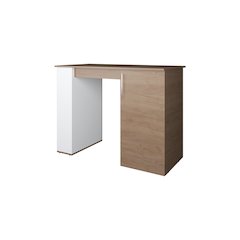 Vernon Kitchen Island with 1 Door and Open Storage, White and Natural Oak