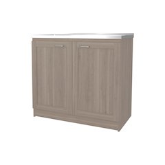 Utility Sink Base Cabinet with Double Doors and Interior Shelf, White Oak