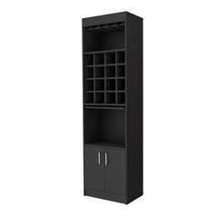 Myers  Bar Cabinet, Two Shelves, Double Door Cabinet, Six Built-in Wine Rack