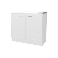 Haivana Utility Sink Base Cabinet with Double Doors and Interior Shelf, White