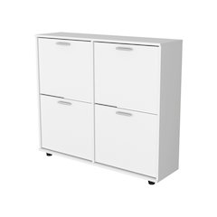 Tilt-Out Shoe Storage Cabinet with Multiple Compartments and Modern Desig, White