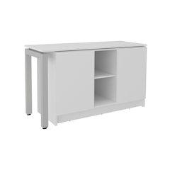 Elfrida Desk, Two Open Storage Shelves, Contemporary Space-Saving Design, White
