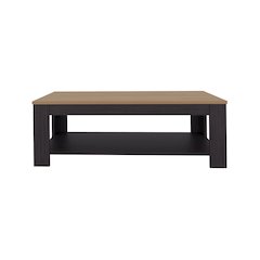 Rectangular Coffee Table with Lower Shelf, Wenge and Natural Oak