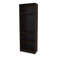 Dam Bookcase with Open Storage and 5 Shelves, Stained Walnut
