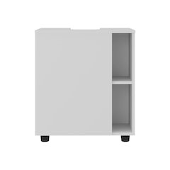 Under Pedestal Sink Cabinet, 1 Door, 5 Open Compartments, Melamine Finish,White