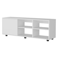 Parker TV Stand with a Door and Open Storage, White