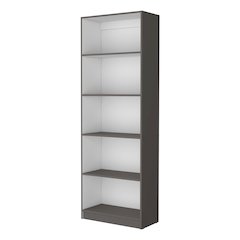 Sutton 4 Shelves Bookcase with Modern Storage Shelves, Matt Gray / White